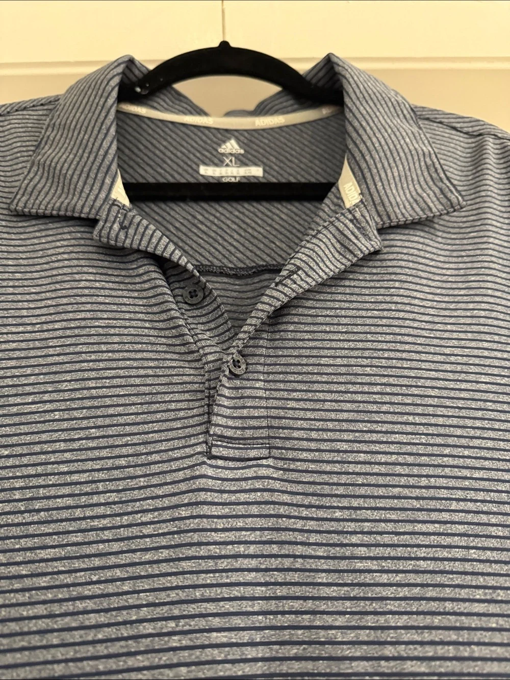 adidas Men’s Navy and White Micro-Striped Polo. Worn once.